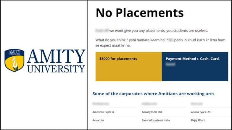 Amity University ची वेबसाईट हॅक! Pornhub.com, Xvideos.com आणि Porn.com येथे जॉब मिळवण्यासाठी 3 लाखांची मागणी