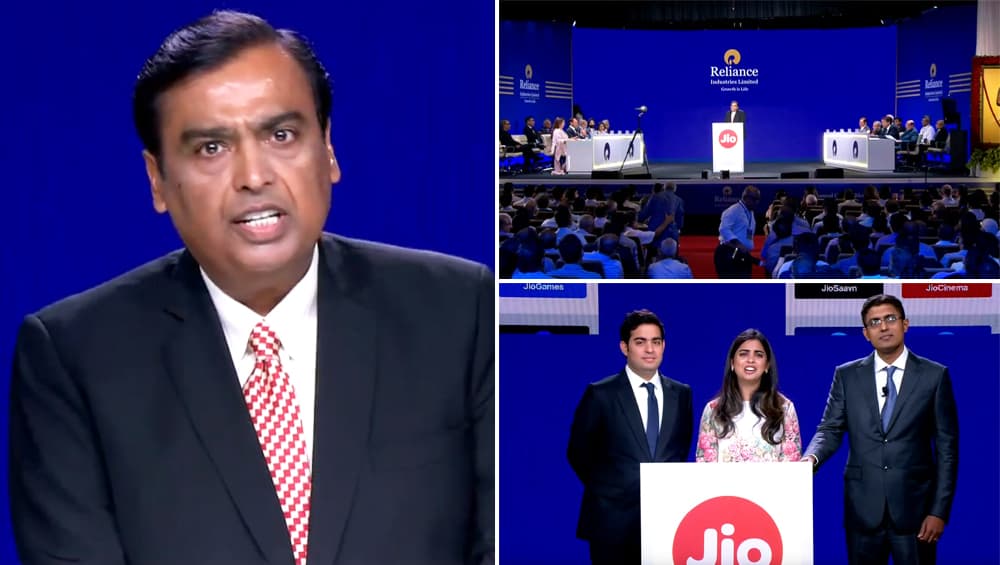 RIL AGM: Jio Giga Fiber सोबत HD TV फ्री ;Jio Phone 3 लॉन्चिंगसाठी तयार; मुकेश अंबानी यांनी दिली माहिती, जाणून घ्या अधिक RIL AGM: Jio Giga Fiber सोबत HD TV फ्री ;Jio Phone 3 लॉन्चिंगसाठी तयार; मुकेश अंबानी यांनी दिली माहिती, जाणून घ्या अधिक