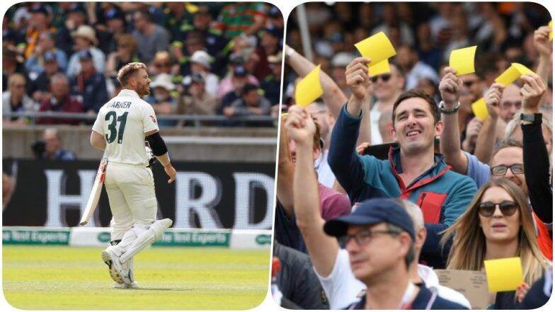 Ashes 2019: मँचेस्टर टेस्टमध्ये ड्रेसिंग रूममधून बाहेर पडताना डेव्हिड वॉर्नरला चाहते म्हणाले 'चीटर', वॉर्नर ने खास अंदाजात दिले प्रत्युत्तर, पहा Video Ashes 2019: मँचेस्टर टेस्टमध्ये ड्रेसिंग रूममधून बाहेर पडताना डेव्हिड वॉर्नरला चाहते म्हणाले 'चीटर', वॉर्नर ने खास अंदाजात दिले प्रत्युत्तर, पहा Video
