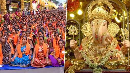 पुणे: ऋषि पंचमी दिवशी दगडूशेठ हलवाई गणपती मंदिरात 25,000 महिलांचे अथर्वशीर्ष पठण पुणे: ऋषि पंचमी दिवशी दगडूशेठ हलवाई गणपती मंदिरात 25,000 महिलांचे अथर्वशीर्ष पठण