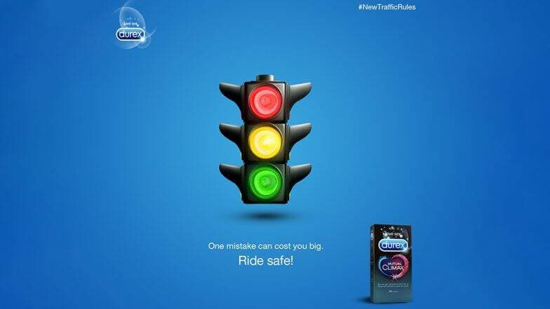 Durex Condom ने हटके जाहिरातीतून दिला नवीन वाहतूक नियम पाळण्याच्या सल्ला, नेटकऱ्यांनी केली प्रशंसा Durex Condom ने हटके जाहिरातीतून दिला नवीन वाहतूक नियम पाळण्याच्या सल्ला, नेटकऱ्यांनी केली प्रशंसा