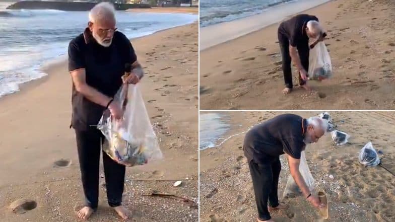 नरेंद्र मोदी यांनी महाबलीपूरम येथे समुद्र किनाऱ्याची सफाई करत घेतला स्वच्छ भारत मिशन मध्ये सहभाग (Watch Video) नरेंद्र मोदी यांनी महाबलीपूरम येथे समुद्र किनाऱ्याची सफाई करत घेतला स्वच्छ भारत मिशन मध्ये सहभाग (Watch Video)