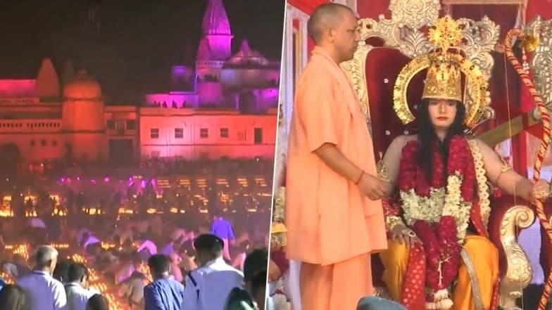 Ayodhya Deepotsav : 5.51 लाख दिव्यांच्या रोषणाईत उजळली अयोध्या; योगी आदित्यनाथ यांच्या उपस्थितीत पार पडला विश्वविक्रमी उपक्रम (Watch Video) Ayodhya Deepotsav : 5.51 लाख दिव्यांच्या रोषणाईत उजळली अयोध्या; योगी आदित्यनाथ यांच्या उपस्थितीत पार पडला विश्वविक्रमी उपक्रम (Watch Video)