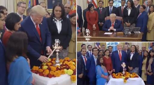 US President Trump Celebrates Diwali: डोनाल्ड ट्रम्प यांनी भारतीय वंशाच्या लोकप्रतिनिधीबरोबर ‘व्हाईट हाऊस’मध्ये साजरी केली दिवाळी US President Trump Celebrates Diwali: डोनाल्ड ट्रम्प यांनी भारतीय वंशाच्या लोकप्रतिनिधीबरोबर ‘व्हाईट हाऊस’मध्ये साजरी केली दिवाळी