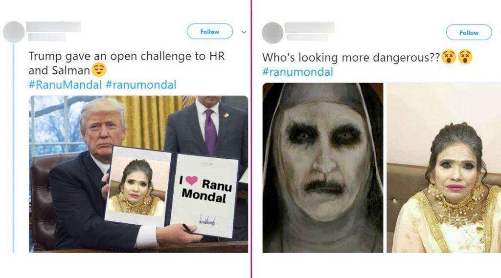 रानू मंडल हिचे गोल्डन रंगाच्या मेकअप मधील फोटो सोशल मीडियात व्हायरल, नेटकऱ्यांकडून खिल्ली रानू मंडल हिचे गोल्डन रंगाच्या मेकअप मधील फोटो सोशल मीडियात व्हायरल, नेटकऱ्यांकडून खिल्ली