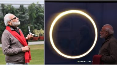 Surya Grahan 2019: पंतप्रधान नरेंद्र मोदी यांनी कोझीकोड येथून आपल्या खास अंदाजात पाहिले कंकणाकृती सूर्य ग्रहण, पाहा फोटो