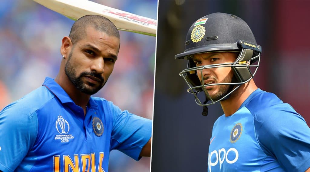 IND vs WI ODI 2019: वेस्ट इंडिजविरुद्ध वनडे मालिकेतून शिखर धवन आऊट, मयंक अग्रवाल याला मिळाली संधी IND vs WI ODI 2019: वेस्ट इंडिजविरुद्ध वनडे मालिकेतून शिखर धवन आऊट, मयंक अग्रवाल याला मिळाली संधी