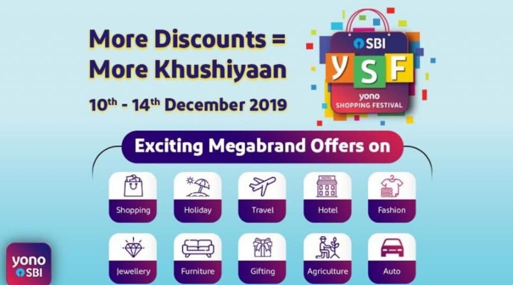 SBI YONO Shopping Festival यंदा 10-14 डिसेंबर; 50% पर्यंत सवलत ते होम लोन, ऑटो लोन वर मिळणार ही 'बंपर सूट'! SBI YONO Shopping Festival यंदा 10-14 डिसेंबर; 50% पर्यंत सवलत ते होम लोन, ऑटो लोन वर मिळणार ही 'बंपर सूट'!