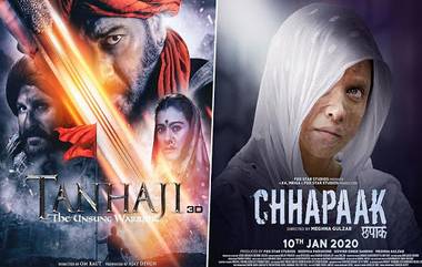 Chhapaak vs Tanhaji Box Office First Day Collection: 'तानाजी' चित्रपटाचा बॉक्स ऑफिसवर धुरळा; पहिल्या दिवशी 15 कोटींची कमाई करत 'छपाक'ला टाकलं मागं