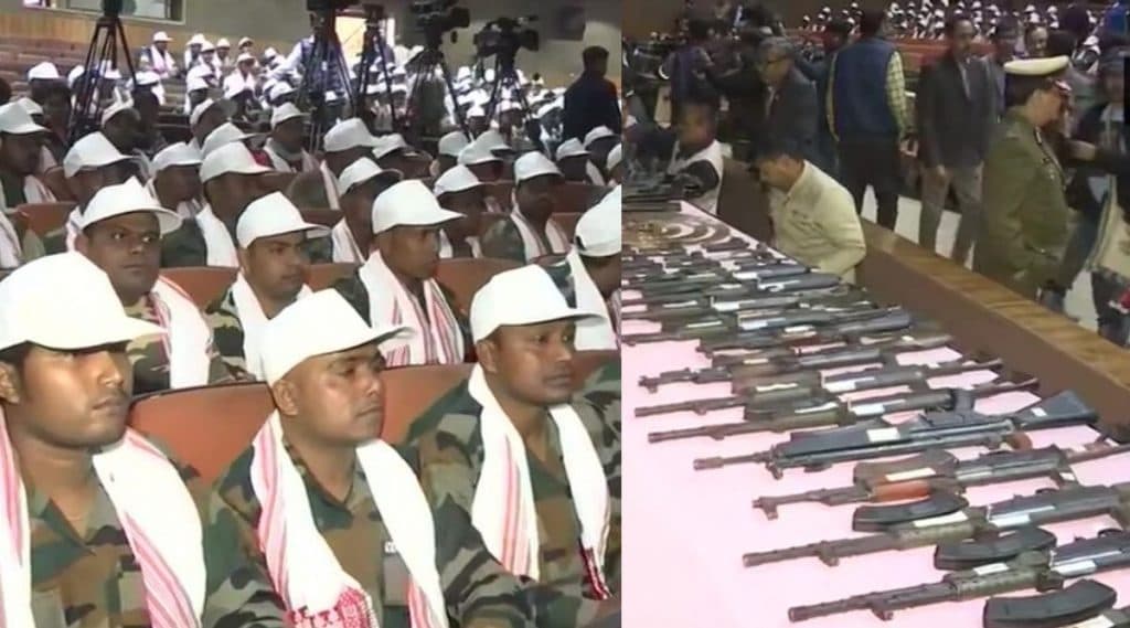 आसाम पोलिसांचे मोठे यश; बंदी घातलेल्या 8 संघटनांमधील 644 अतिरेक्यांचे, 177 शस्त्रांसह आत्मसमर्पण आसाम पोलिसांचे मोठे यश; बंदी घातलेल्या 8 संघटनांमधील 644 अतिरेक्यांचे, 177 शस्त्रांसह आत्मसमर्पण