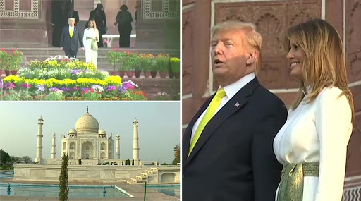अमेरिकेचे राष्ट्राध्यक्ष डोनाल्ड ट्रम्प आणि पत्नी मेलेनिया 'ताजमहल' येथे पोहचले