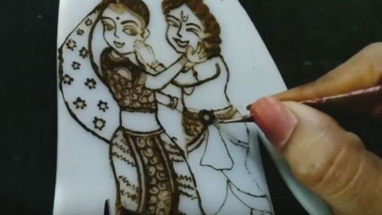 Holi Special Mehendi Designs: होळी सणाच्या निमित्ताने राधा-कृष्णा मेहंदीच्या स्वरूपात कशी काढाल? (Watch Video)