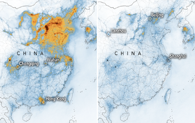 Coronavirus Impact: कोरोना व्हायरसमुळे चीनमधील प्रदूषणाच्या पातळीत लक्षणीय घट; NASA ने प्रसिद्ध केले सॅटेलाईट फोटो