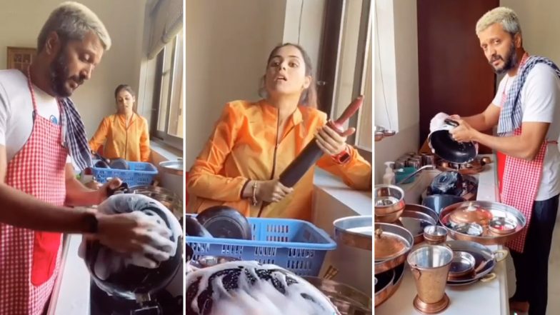Lockdown मुळे घरी असलेल्या रितेश देशमुख कडून पत्नी जेनेलिया ने करुन घेतले 'हे' काम, Watch Viral Tik Tok Video