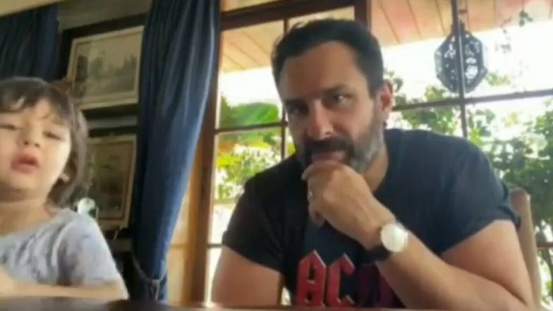सैफ अली खान याच्या Live Interview मध्ये अचानक आलेल्या तैमूर याने विचारला प्रश्न; पहा व्हिडिओ