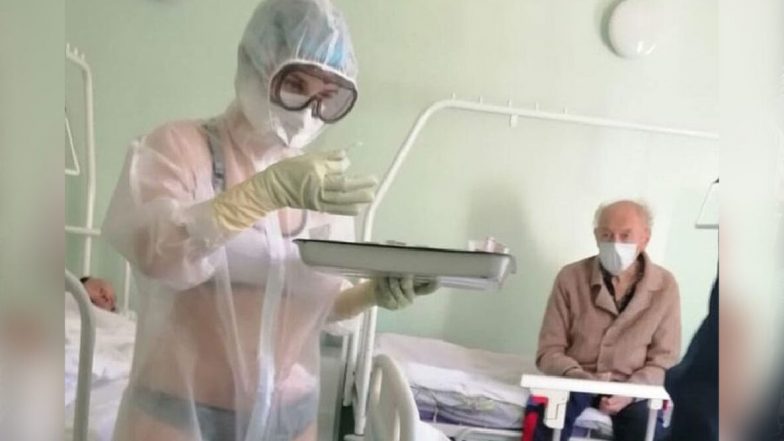 पारदर्शक PPE कीटच्या आतमध्ये फक्त अंतर्वस्त्रे घालून नर्सने केले कोरोना व्हायरस वॉर्डमध्ये उपचार; रुग्ण म्हणतात ‘आम्हाला काहीच समस्या नाही’