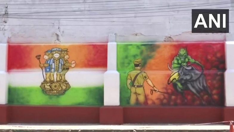 आसाम मध्ये कोरोना व्हायरस संबंधित नागरिकांमध्ये जनजागृती करण्यासाठी कलाकारांनी रस्त्यावरील भिंतींवर रेखाटली चित्र, पहा फोटो