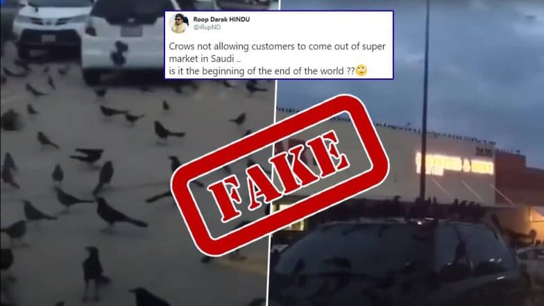 Fact Check-Crows' Attack At Supermarket in Saudi 'Beginning End of The World: सौदी येथील सुपरमार्केटवर कावळ्यांचा हल्ला 'जगाच्या अंतची सुरुवात?' जाणून घ्या व्हायरल व्हिडिओ मागील सत्य