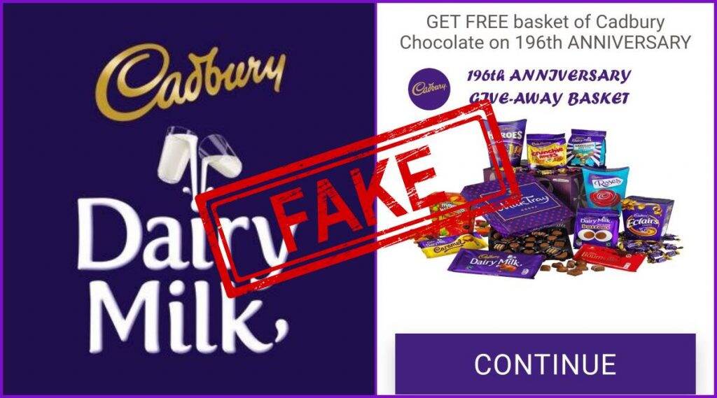Fact Check: 196 व्या वर्धापनदिनानिमित्त कॅडबरी कंपनी प्रत्येकाला 500 चॉकलेट बास्केट्स फ्री देणार? व्हायरल होणाऱ्या या मेसेज मागील सत्य काय? Fact Check: 196 व्या वर्धापनदिनानिमित्त कॅडबरी कंपनी प्रत्येकाला 500 चॉकलेट बास्केट्स फ्री देणार? व्हायरल होणाऱ्या या मेसेज मागील सत्य काय?