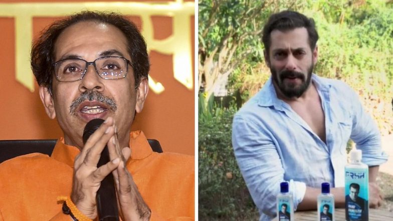 सलमान खान याने मुंबई पोलिसांना 1 लाख सॅनिटायझरचे वाटप केल्याने मुख्यमंत्री उद्धव ठाकरे यांनी मानले आभार
