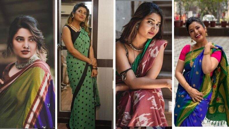 Prajakta Mali Saree Photos: अभिनेत्री प्राजक्ता माळी चा पारंपारिक ते फ्युजन साड्यांमधील हॉट अंदाज ठरतोय फॅशन गाईड (View Pics)