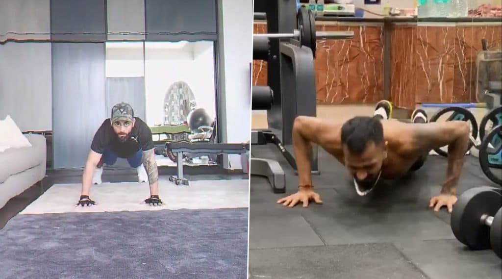 Virat Kohli Fly Push-ups: हार्दिक पांड्याच्या ‘फ्लाईंग पुश-अप्स’वर विराट कोहली फिदा, क्लॅप 'ट्विस्ट'ने पूर्ण केला चॅलेंज (Watch Video) Virat Kohli Fly Push-ups: हार्दिक पांड्याच्या ‘फ्लाईंग पुश-अप्स’वर विराट कोहली फिदा, क्लॅप 'ट्विस्ट'ने पूर्ण केला चॅलेंज (Watch Video)