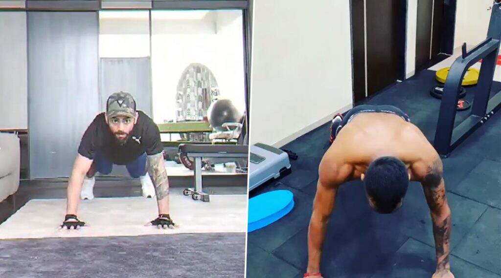 Hardik Pandya Back-clap Push-ups: विराट कोहलीच्या 'क्लॅप पुश-अप्स'ला हार्दिक पांड्याच दमदार उत्तर, पाहा तुम्हाला जमतेय का 'ही' नवीन एक्सरसाइज (Watch Video) Hardik Pandya Back-clap Push-ups: विराट कोहलीच्या 'क्लॅप पुश-अप्स'ला हार्दिक पांड्याच दमदार उत्तर, पाहा तुम्हाला जमतेय का 'ही' नवीन एक्सरसाइज (Watch Video)