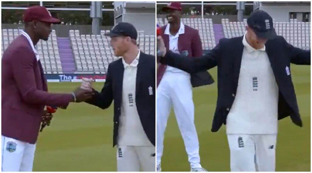 ENG vs WI 1st Test: टॉस दरम्यान जेसन होल्डरला पडला ICC च्या नियमांचा विसर, कॉमेंटेटर देखील लागले हसू, पाहा व्हिडिओ ENG vs WI 1st Test: टॉस दरम्यान जेसन होल्डरला पडला ICC च्या नियमांचा विसर, कॉमेंटेटर देखील लागले हसू, पाहा व्हिडिओ