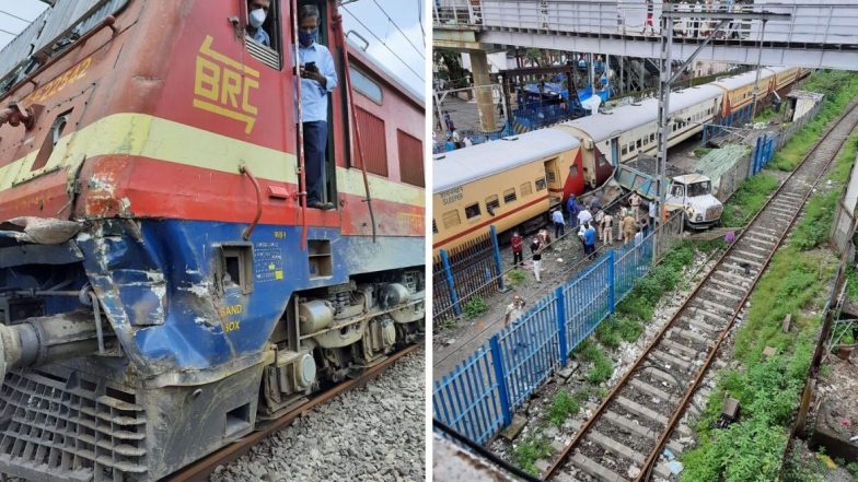 मुंबईतील कांदिवली रेल्वे स्थानकात ट्रेन आणि ट्रकची जोरदार धडक, चालकाला अटक