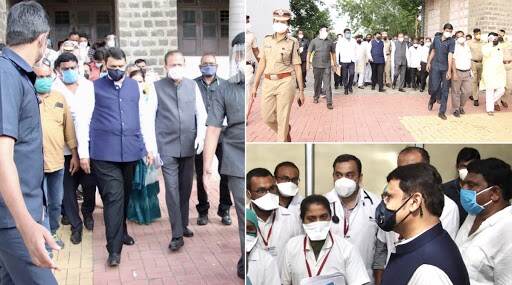 Coronavirus: विरोधीपक्षनेते देवेंद्र फडणवीस यांची नाशिक जिल्ह्यातील मालेगाव येथील कोविड19 रूग्णालयाला भेट Coronavirus: विरोधीपक्षनेते देवेंद्र फडणवीस यांची नाशिक जिल्ह्यातील मालेगाव येथील कोविड19 रूग्णालयाला भेट