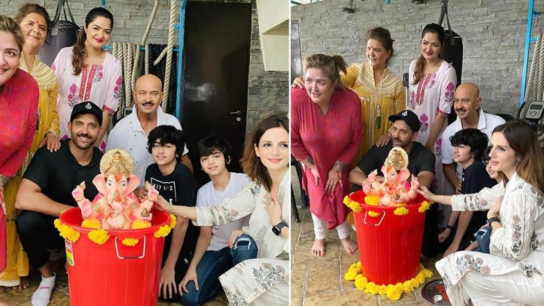 Hrithik Roshan ने घरगुती गणपती बाप्पाचे कुटूंबियांसोबत इको फ्रेंडली पद्धतीने केले विसर्जन, Watch Inside Photos