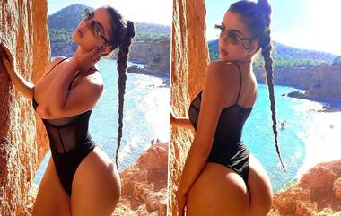 Demi Rose Hot Bikini Photos: निळ्याशार समुद्र किना-यावर काळ्या रंगाच्या बिकिनीमधील डेमी रोजचे Butt दाखवतानाचे फोटो सोशल मिडियावर व्हायरल