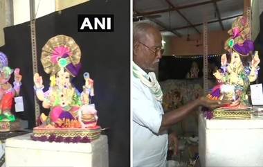 मुंबई: घाटकोपर येथील मुर्तिकार यांनी गणेश चतुर्थीनिमित्त साकारली 'Sanitizer Ganesha' ची मुर्ती, पहा फोटो