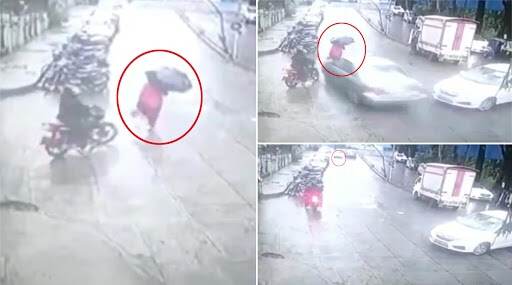 धक्कादायक! ठाणे येथे एका वेगवान कारच्या धडकेत 40 वर्षीय महिला जखमी; संपूर्ण घटना सीसीटीव्ही कॅमेऱ्यात कैद