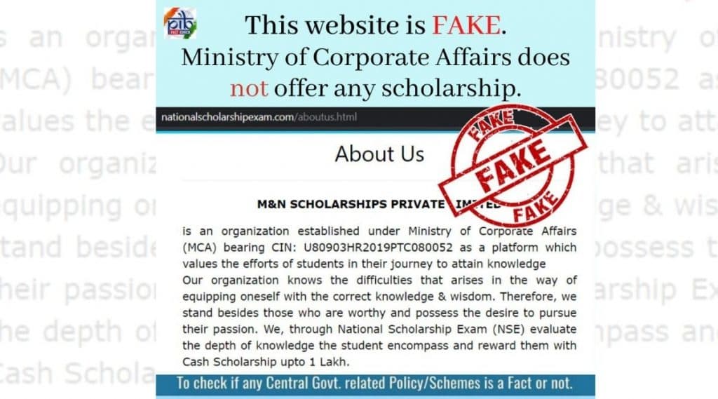 Fact Check: विद्यार्थ्यांना National Scholarship Exam माध्यमातून 1 लाखाची शिष्यवृत्ती मिळणार? PIB ने केला या व्हायरल खोट्या बातमी बद्दल खुलासा Fact Check: विद्यार्थ्यांना National Scholarship Exam माध्यमातून 1 लाखाची शिष्यवृत्ती मिळणार? PIB ने केला या व्हायरल खोट्या बातमी बद्दल खुलासा