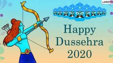 Happy Dussehra 2020 Wishes Images: विजयादशमीच्या निमित्ताने WhatsApp Stickers आणि GIF Greetings डाउनलोड व शेअर करून द्या दसऱ्याच्या खास शुभेच्छा