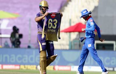 KKR vs DC, IPL 2020: नितिश राणाने दिल्ली कॅपिटल्सविरुद्ध अर्धशतकानंतर दाखवली 'सुरींदर' नावाची जर्सी, जाणून घ्या कारण