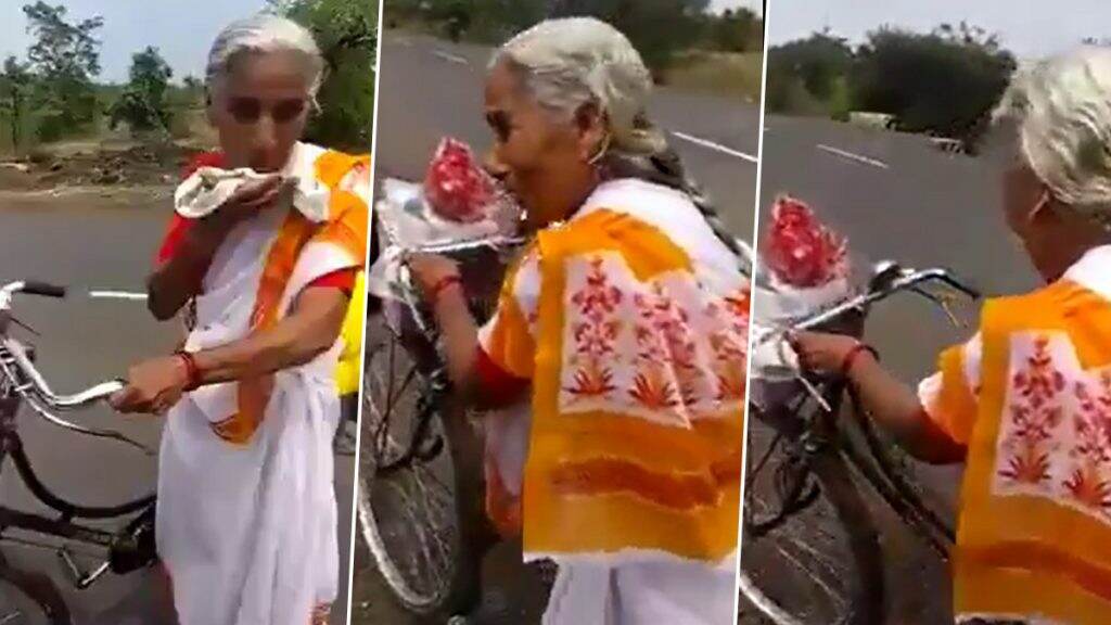 Buldhana: 68 वर्षीय मराठी आजीबाईंचे धाडस; सायकलवरून तब्बल 2200 किमीचा प्रवास करून गाठणार 'वैष्णोदेवी' (Watch Video) Buldhana: 68 वर्षीय मराठी आजीबाईंचे धाडस; सायकलवरून तब्बल 2200 किमीचा प्रवास करून गाठणार 'वैष्णोदेवी' (Watch Video)
