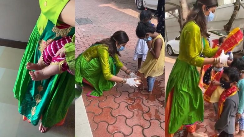 Shilpa Shetty Performs kanya Puja: नवरात्रात अष्टमीच्या निमित्ताने अभिनेत्री शिल्पा शेट्टीने केली कन्या पूजा; 9 मुलींचे पाय धुवून केली त्यांची पूजा (Watch Video)