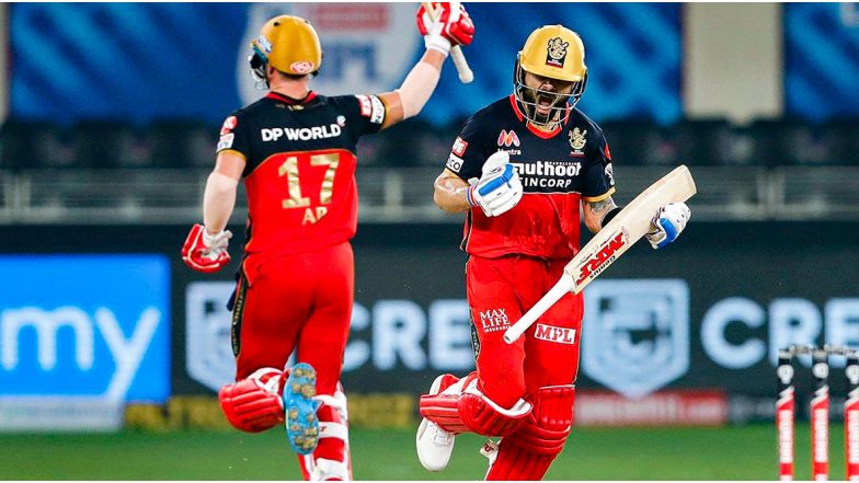 RCB vs KKR, IPL 2020: शारजाह येथे विराट कोहली-एबी डिव्हिलियर्सने उभारला धावांचा डोंगर, नाईट रायडर्स समोर विजयासाठी 195 धावांचे आव्हान