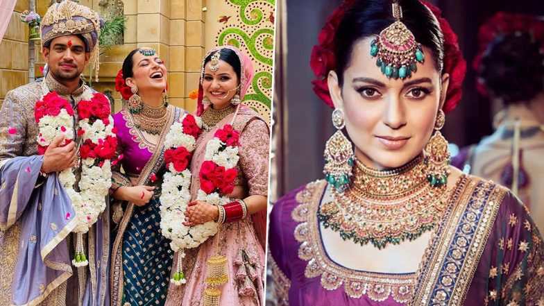 Kangana Ranaut Brother Aksht's Wedding: भाऊ अक्षतच्या लग्नात कंगना रनौत हिचा पारंपारिक लूक पाहून चाहते झाले घायाळ, See Pics