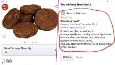 Amazon ग्राहकाने शेणाच्या गोवर्‍यांची चव चाखून पोस्ट केलेला रिव्ह्यू वायरल; पहा Tweet!