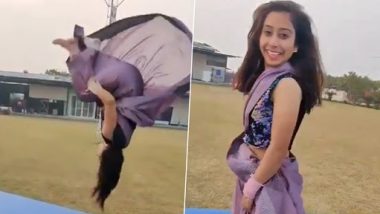 साडी नेसून महिला मारते कोलंटी उड्या आणि करते धमाकेदार स्टंट ; Video पाहून तुम्हाला ही बसेल आश्चर्याचा धक्का 