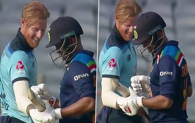 IND vs ENG 3rd ODI: शार्दुल ठाकूरने ठोकला शानदार षटकार, पाहून थक्क झालेल्या Ben Stokes ने चेक केली बॅट, पहा मजेशीर Video