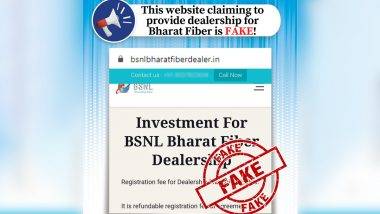 Fact Check: BSNL Bharat Fiber Dealership मिळवण्यासाठी bsnlbharatfiberdealer.in वेबसाईटद्वारे पैशांची मागणी? PIB ने सांगितले सत्य