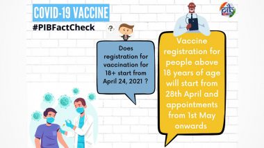 Fact Check: 18 वर्षांवरील व्यक्ती 24 एप्रिल पासून करु शकतात COVID19 Vaccine साठी रजिस्ट्रेशन? PIB ने केला खुलासा