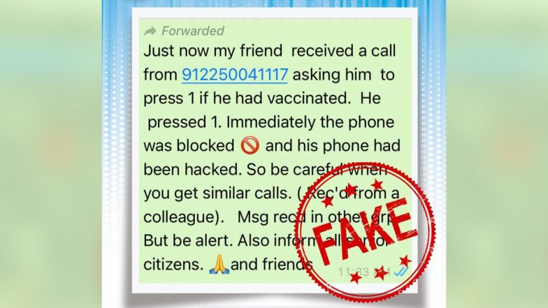 Fact Check: कोविड-19 लसीचा अभिप्राय घेण्यासाठी येणाऱ्या फोनमुळे मोबाईल हॅक? PIB ने दिले स्पष्टीकरण
