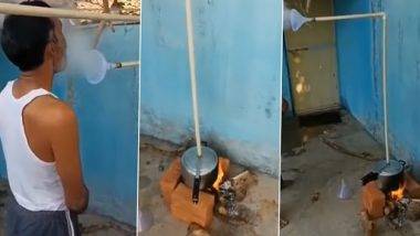 Desi Jugaad Video: वाफ घेण्यासाठी तरुणाने लढवली अनोखी शक्कल, प्रेशर कुकरला बनवले स्टिमर