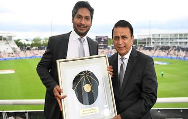 WTC फायनल सामन्यापूर्वी ICC Hall of Fame मध्ये प्रवेश केलेल्या श्रीलंकन दिग्गज Kumar Sangakkara यांना सुनील गावस्करने दिली खास भेट, पाहा Photo