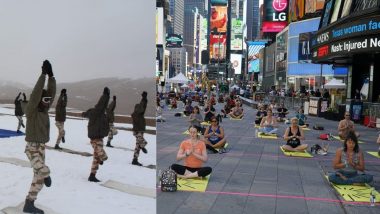 International Yoga Day 2021: भारतात लद्दाख च्या  Pangong Tso lake पासून अमेरिकेच्या Times Square परिसरात आज योग दिनाचा उत्साह; पहा फोटोज